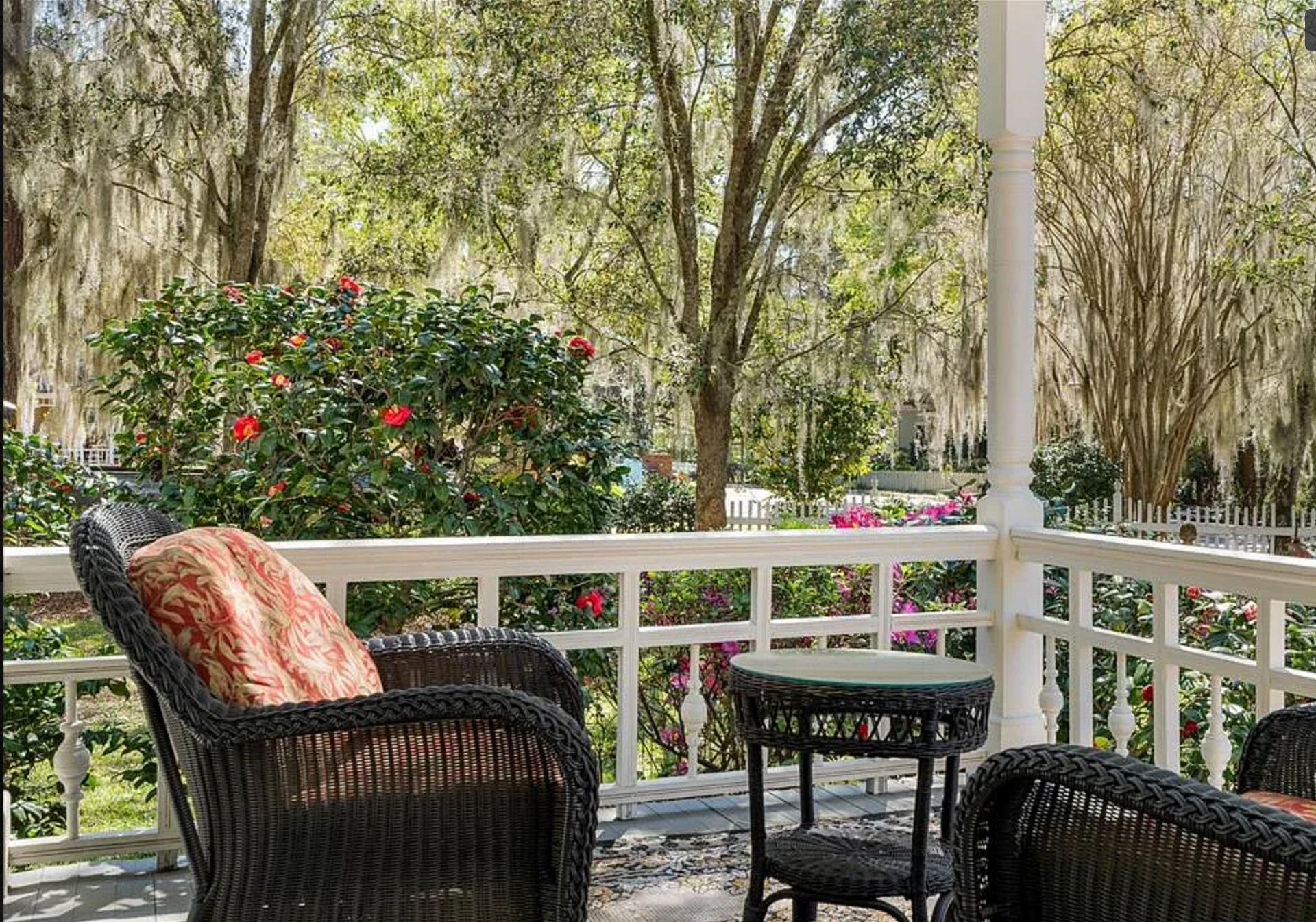 Interior and exterior of the Camellia Rose Inn - rent the inn as a whole home AirBNB or VRBO.