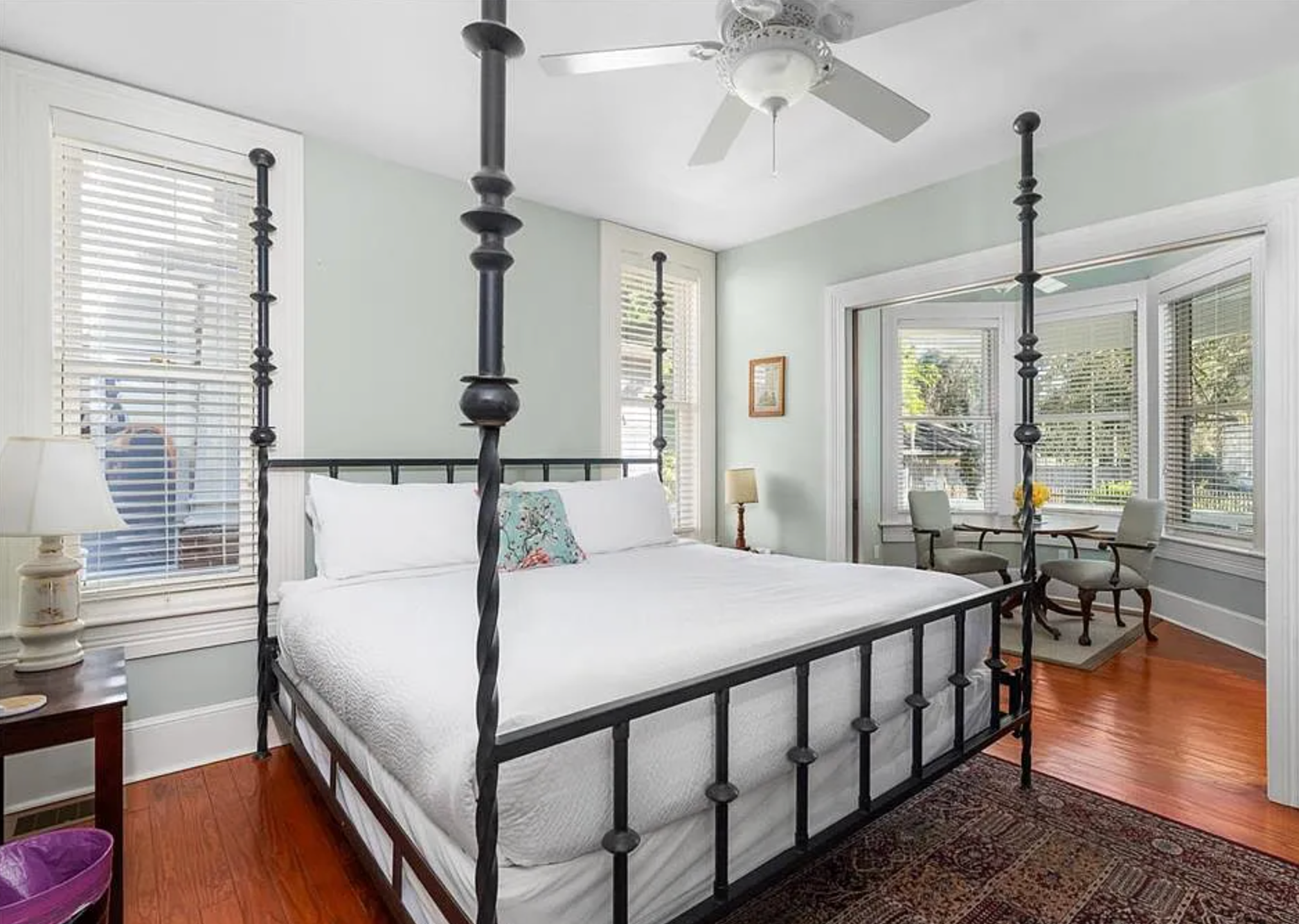 Interior and exterior of the Camellia Rose Inn - rent the inn as a whole home AirBNB or VRBO.