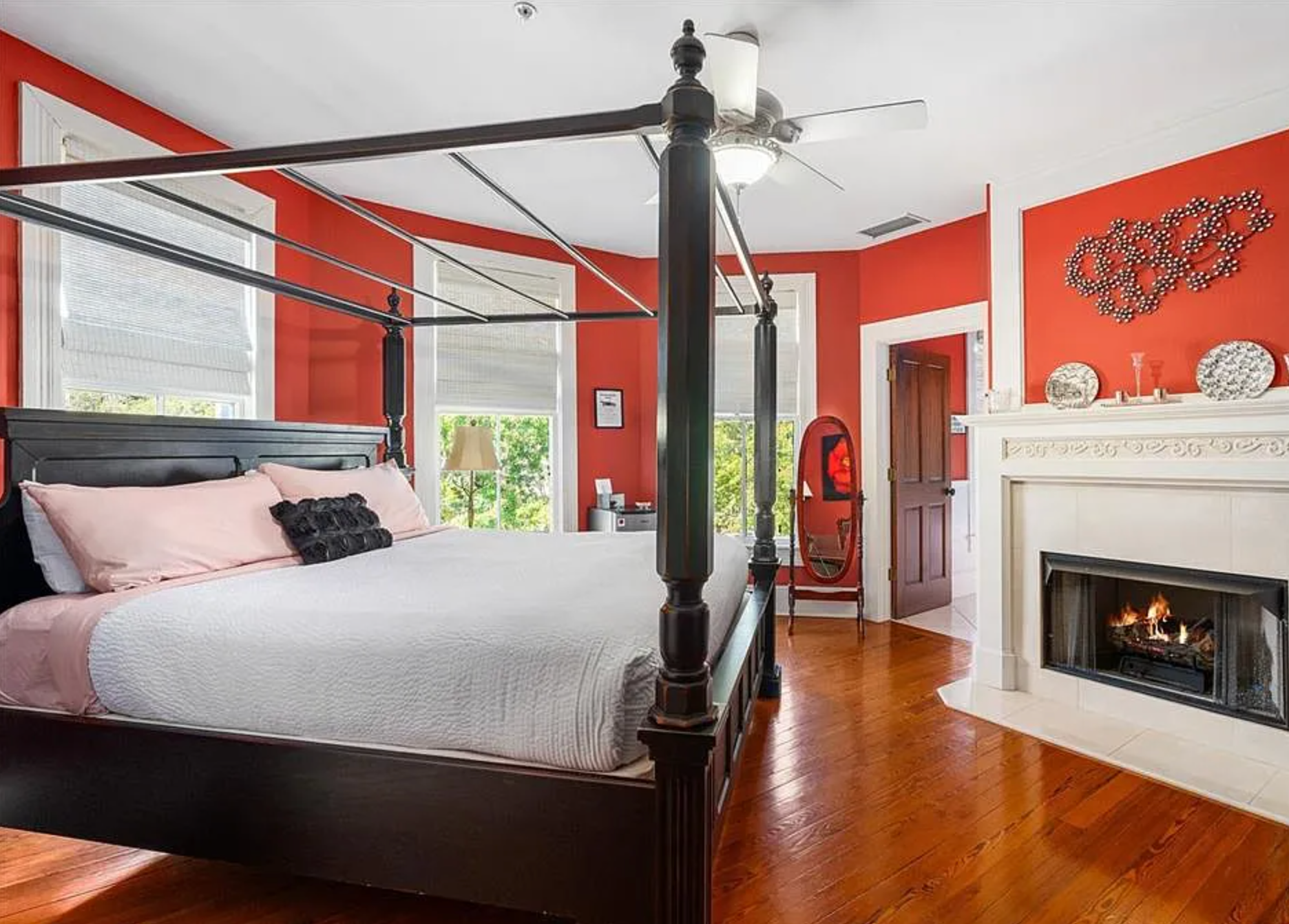 Interior and exterior of the Camellia Rose Inn - rent the inn as a whole home AirBNB or VRBO.