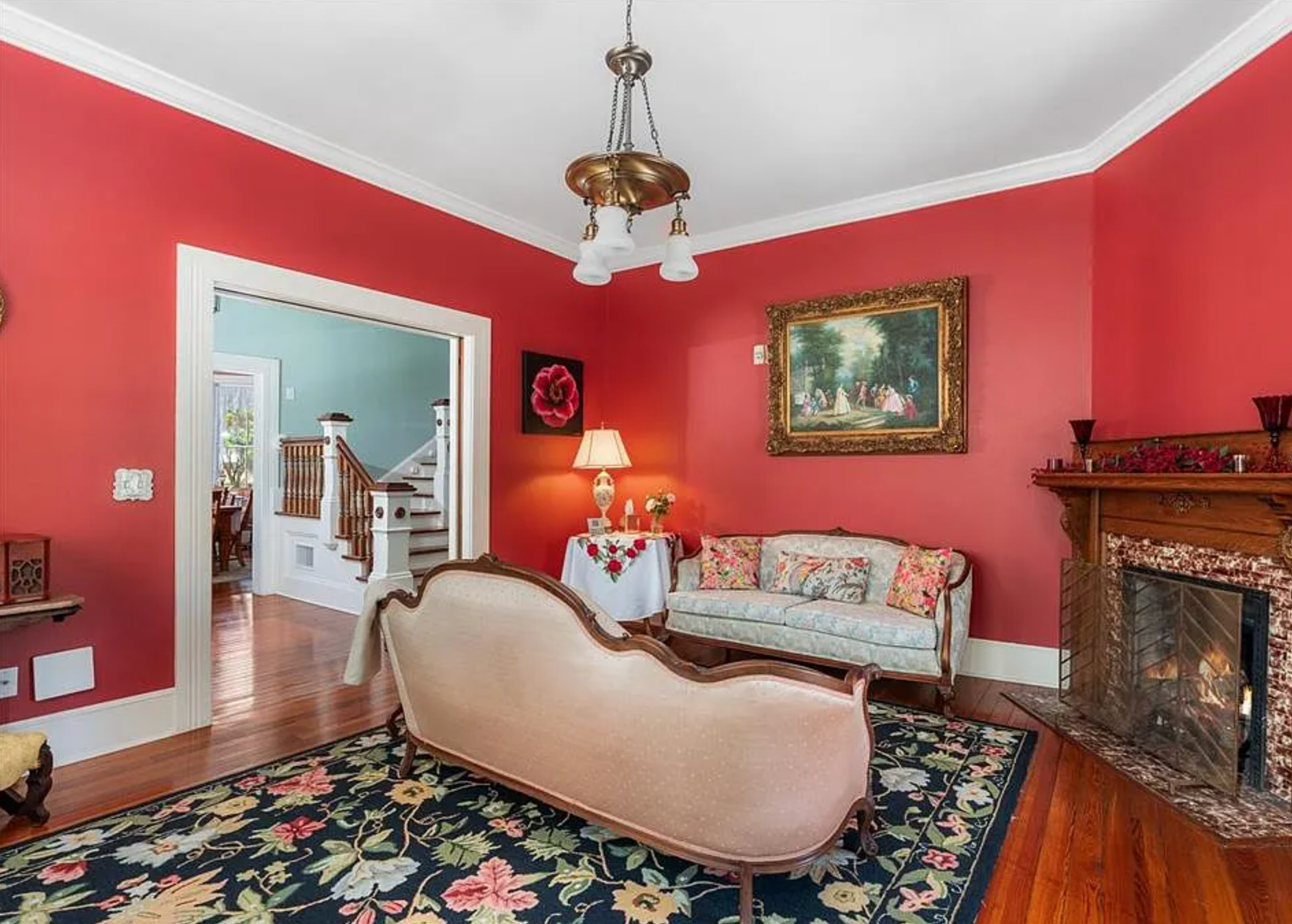 Interior and exterior of the Camellia Rose Inn - rent the inn as a whole home AirBNB or VRBO.