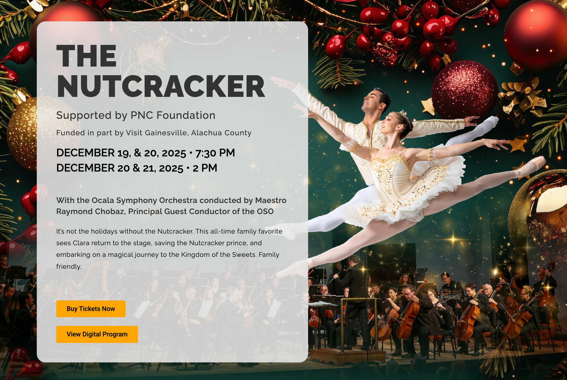 The Nutcracker Ballet schedule with Dance Alive National Ballet