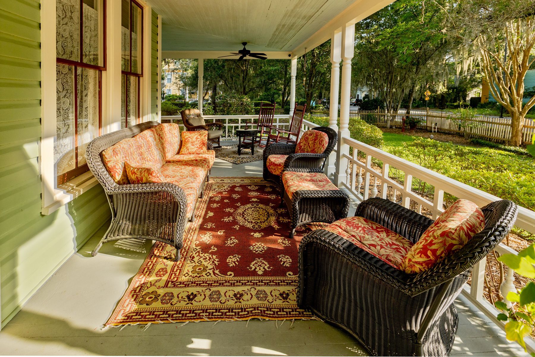 Interior and exterior of the Camellia Rose Inn - rent the inn as a whole home AirBNB or VRBO.
