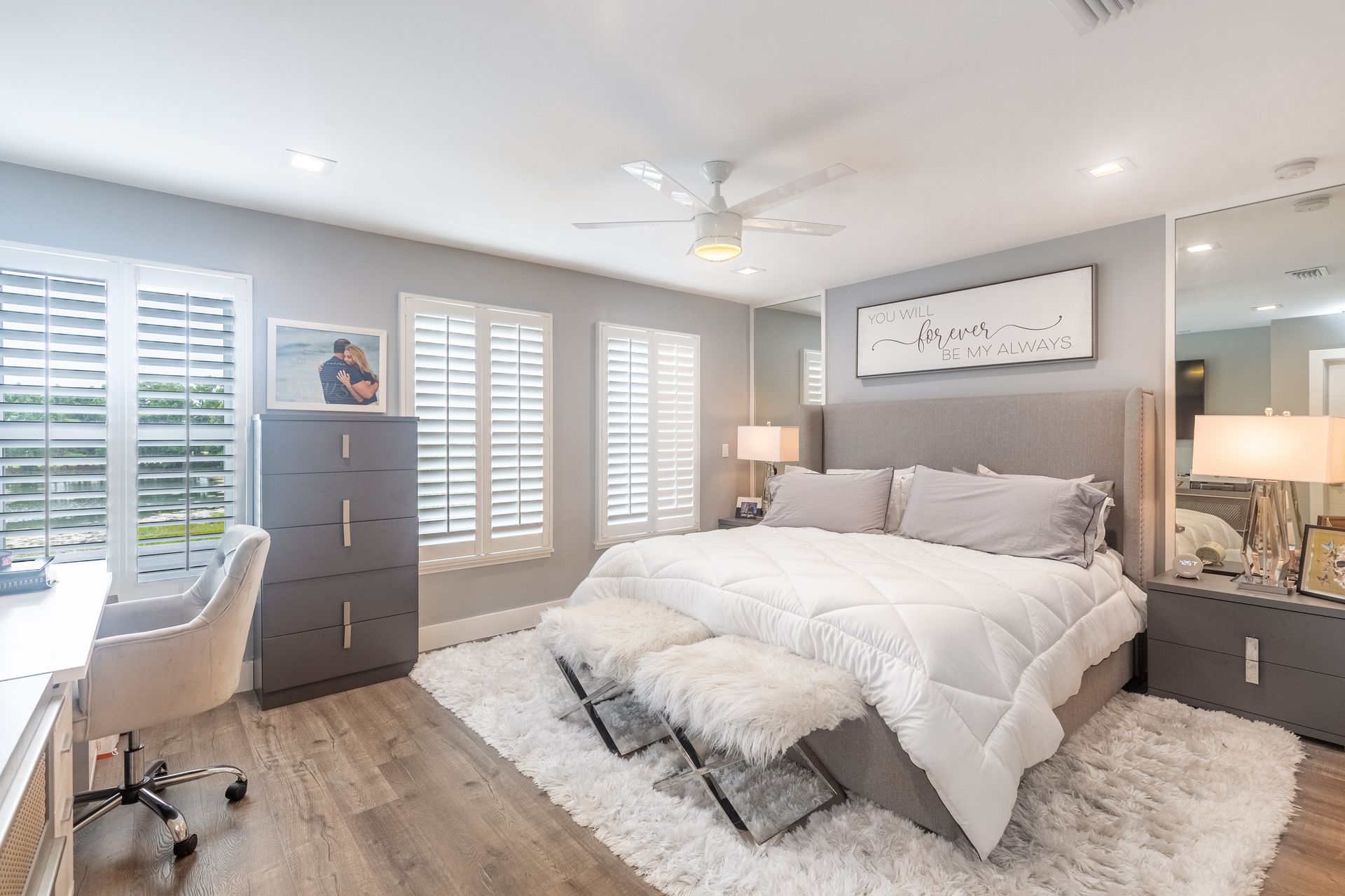 Bedroom in a StayGainesville Rental Property.