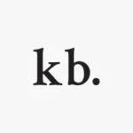 A black and white logo for a company called kb.