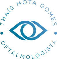 O logotipo de thais mota gomes é um olho azul dentro de um círculo.