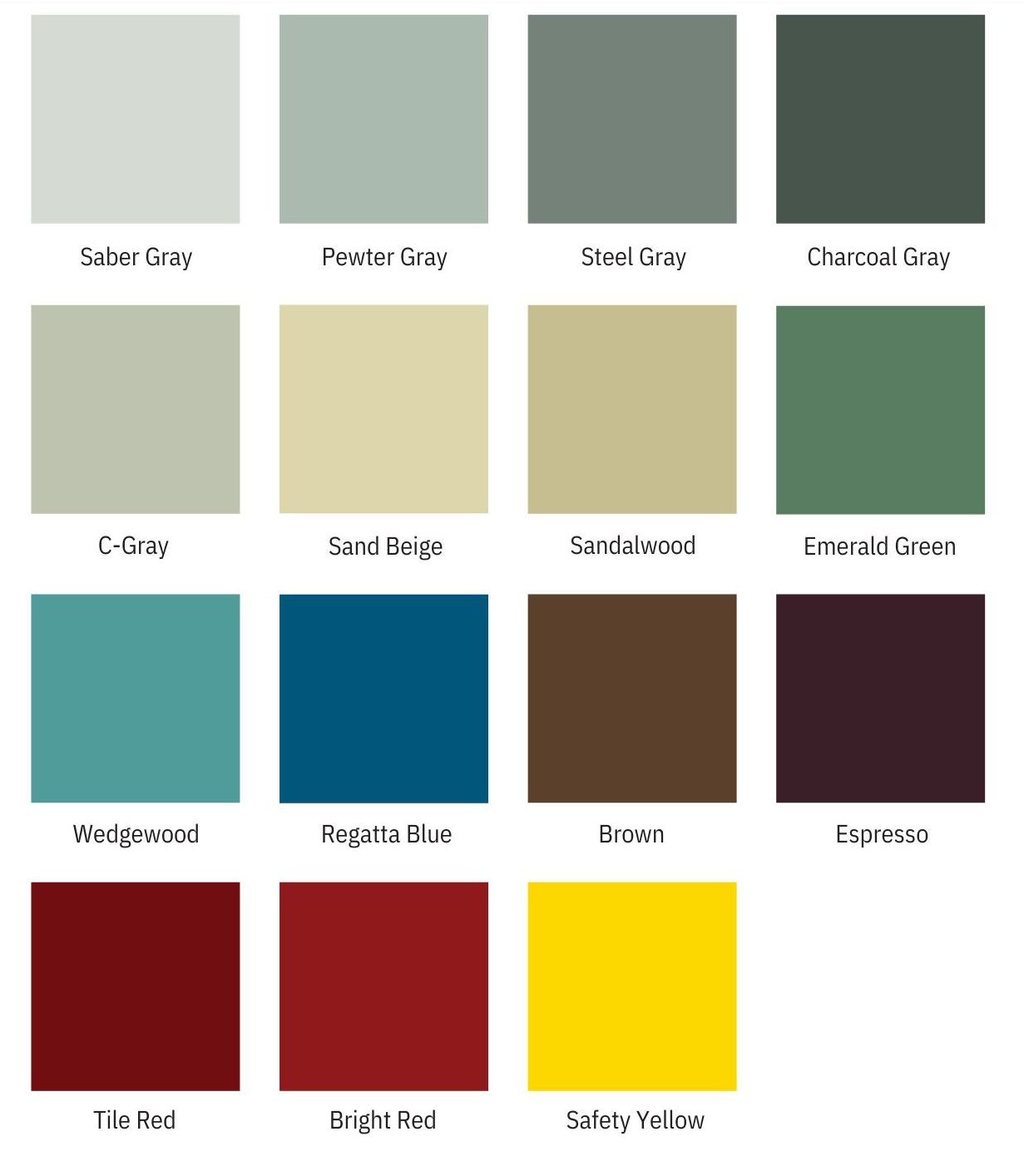 A variety of paint colors are shown on a white background