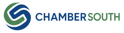 The logo for chambersouth is blue and green with a diamond in the middle.