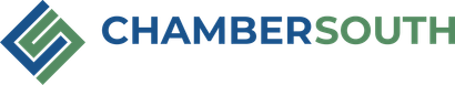 The logo for chambersouth is blue and green with a diamond in the middle.