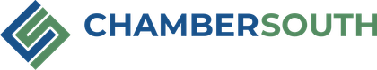 The logo for chambersouth is blue and green with a diamond in the middle.
