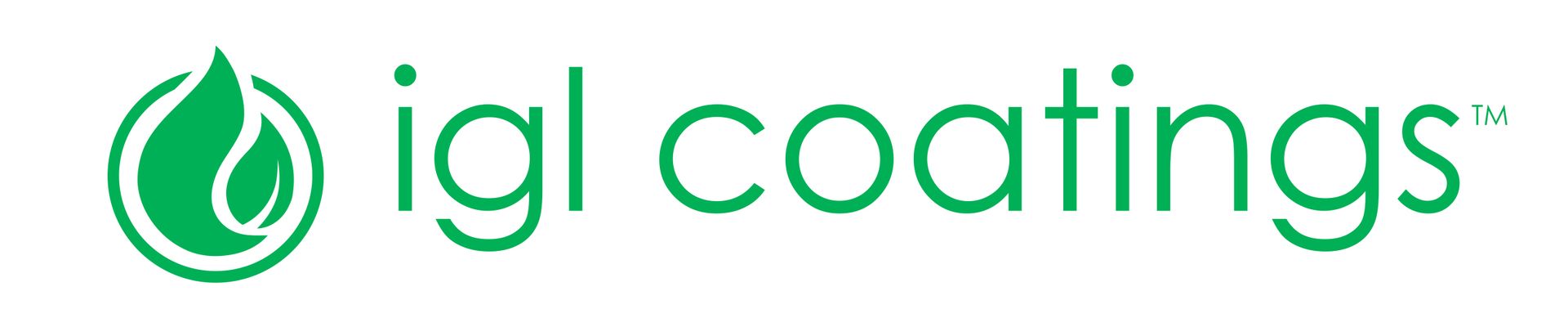 IGL Coatings green logo with a leaf droplet icon and text on a white background