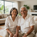 Pareja de adultos mayores sonrientes