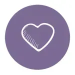 A heart with a ruler inside of it in a purple circle.