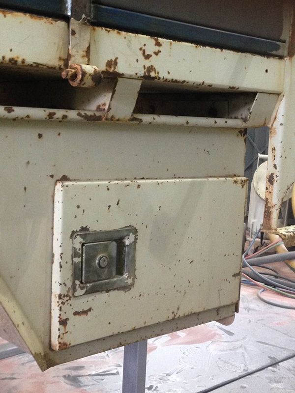 A White Metal Box with A Lock on It Before Paint Restoration — ASSB Armidale Sand And Soda Blasting In Glen Innes, NSW