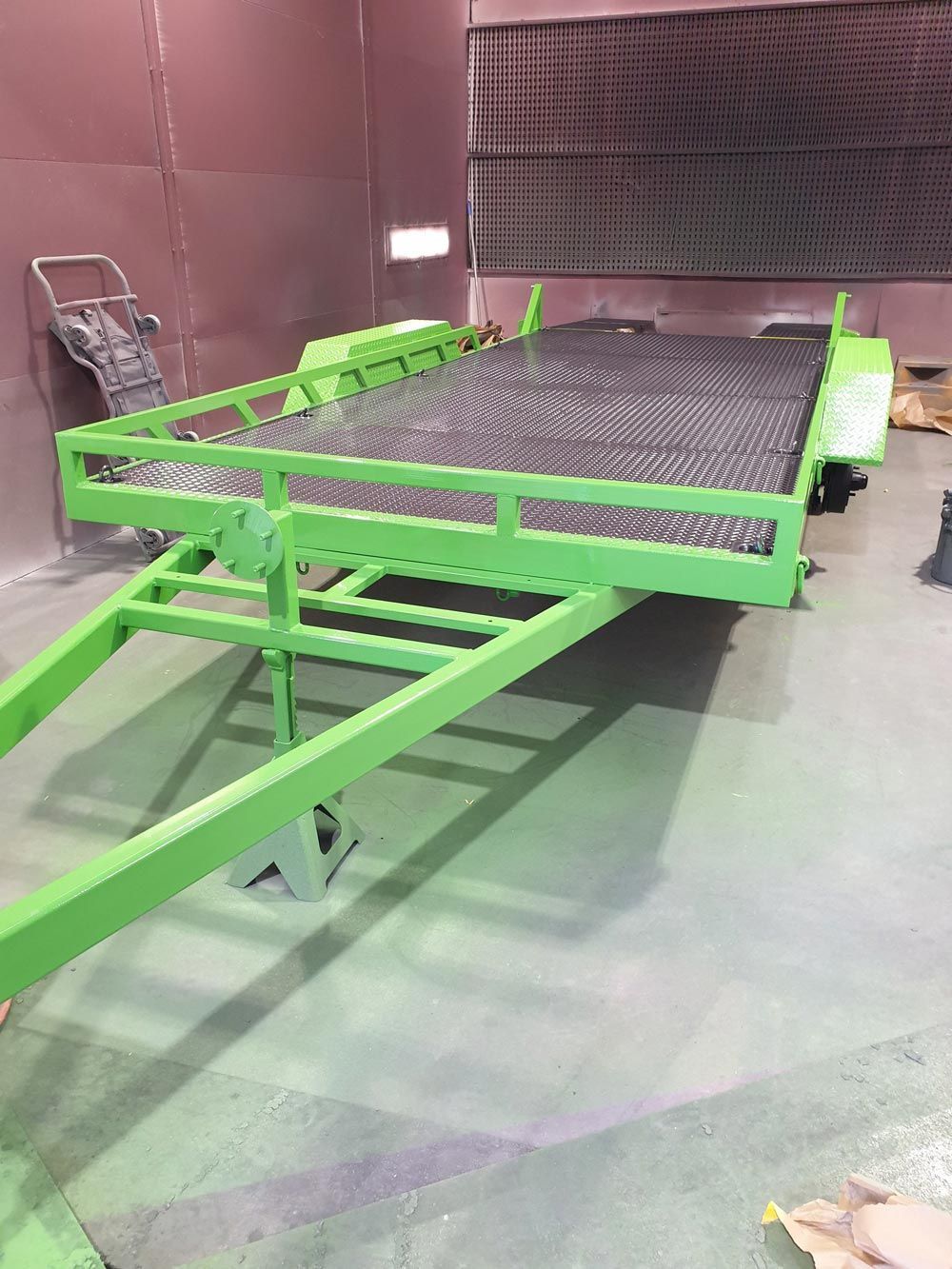 Trailer With New Powder Coating In Green Colour — ASSB Armidale Sand And Soda Blasting In  Armidale, NSW