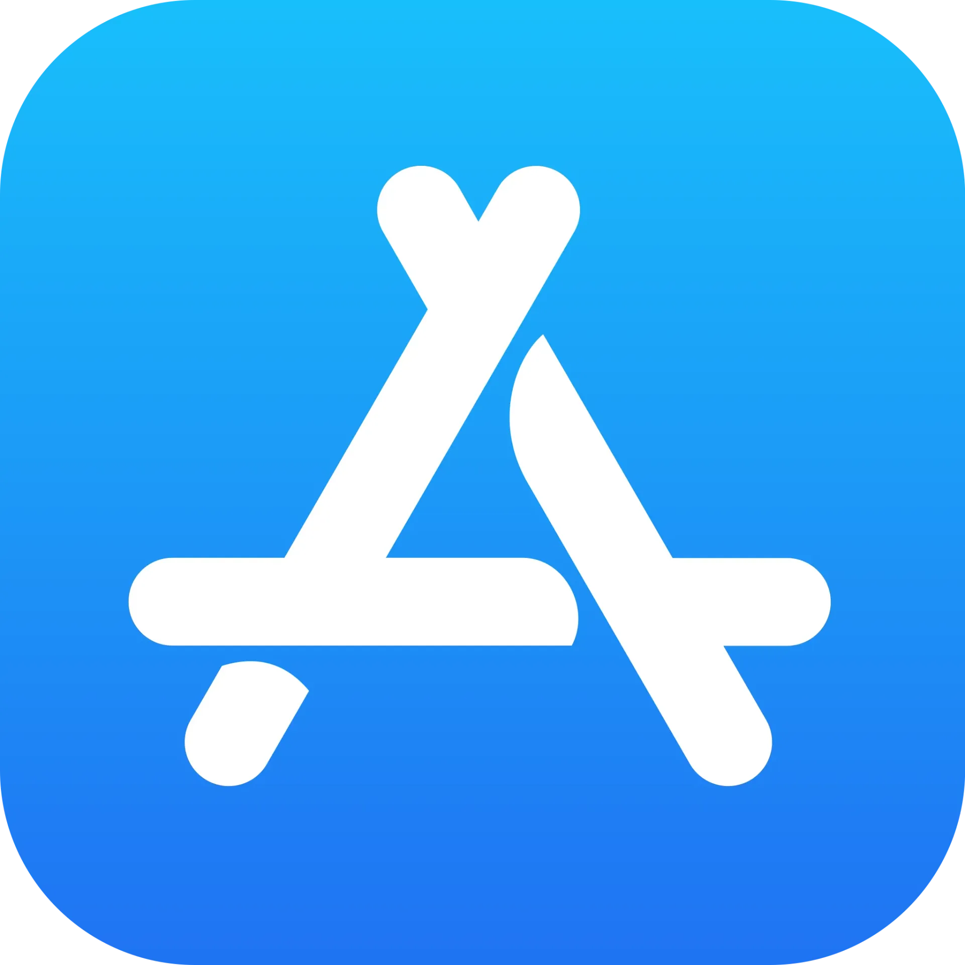 A blue app store icon with a white x on it