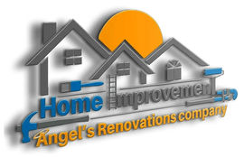 Home Improvement logo with gray houses, orange sun, and blue wrench; Anger's Renovations company text