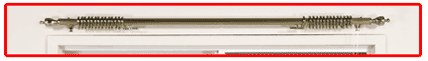 A long, narrow, silver-colored electronic component, possibly a connector or interface, resting on a white surface.