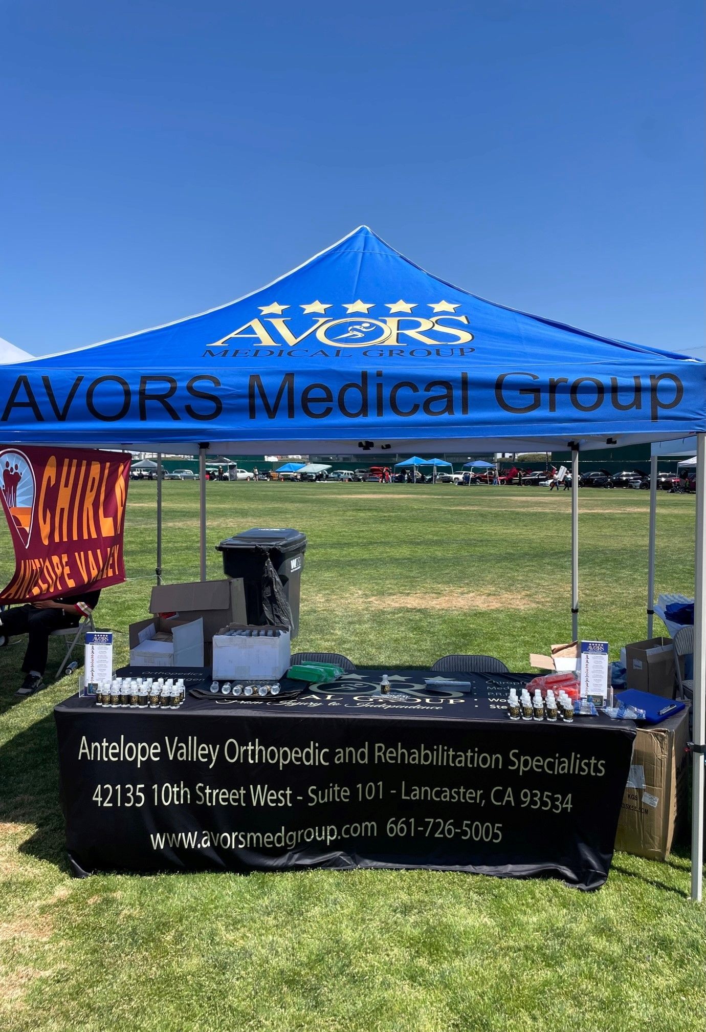 Blue tent with 