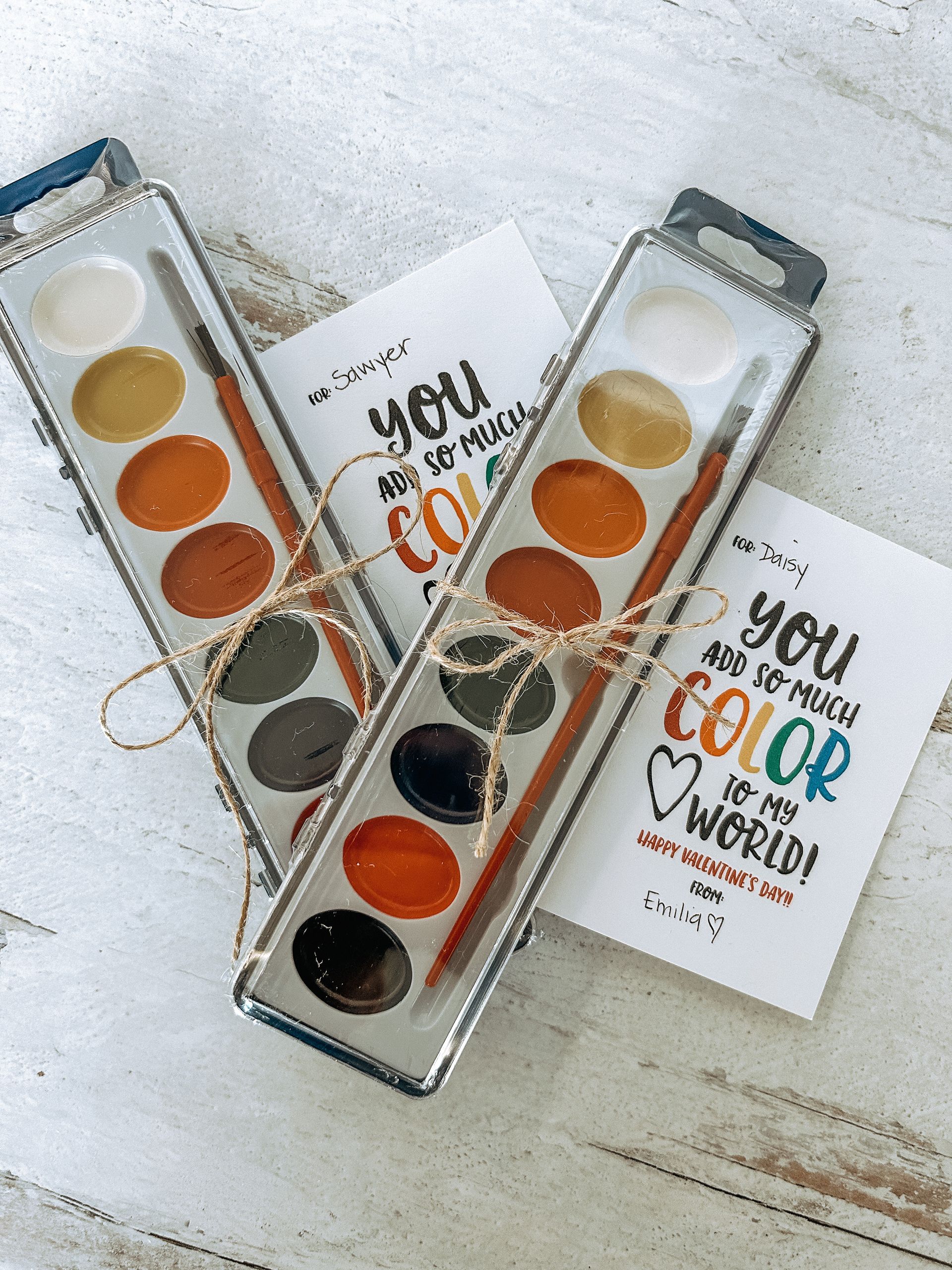 Watercolor paint pallet valentines