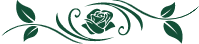 Green ornamental floral border with leaves and a central rose motif on a white background