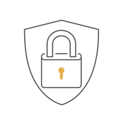 Shield with a padlock icon, symbolizing security and protection