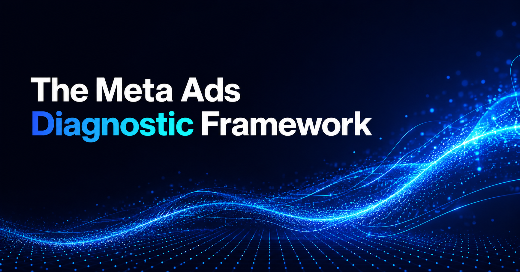 The Meta Ads Diagnostic Framework title on a dark blue background with glowing blue wave lines