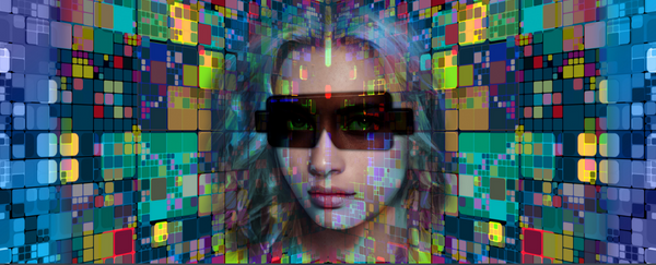 woman wearing ar glasses in the metaverse