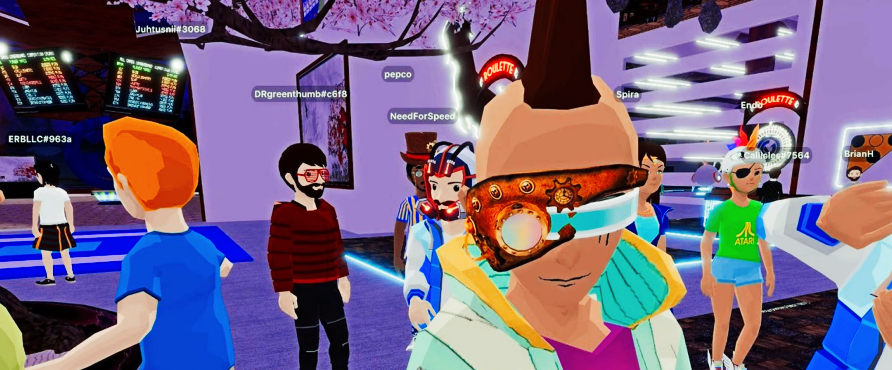 an avatar wearing virtual wearables in decentraland metaverse