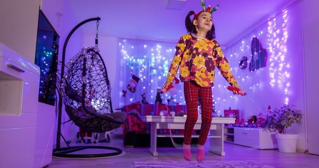 girl playing in the metaverse using virtual reality
