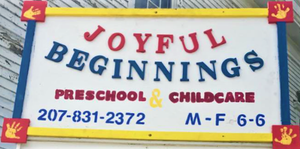 A sign for joyful beginnings preschool and childcare