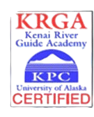 KRGA Kenai River Guide Academy KPC certified logo with blue and red text on white background
