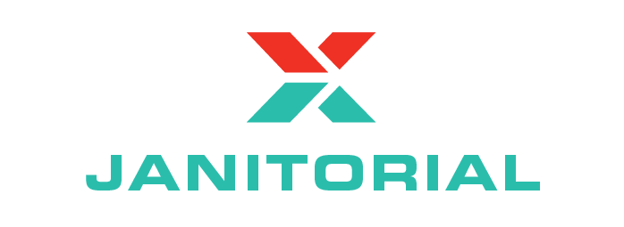 A green and red logo for a company Loxiia Janitorial