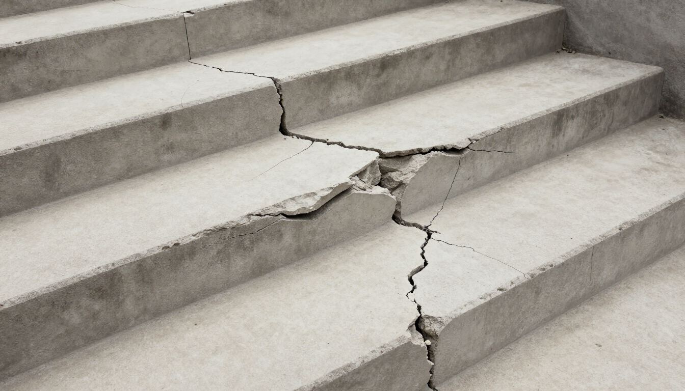 Stoop with cracks on all steps