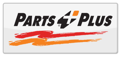 The parts 4 plus logo has a red and orange brush stroke on it.