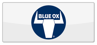 A blue ox logo on a white background