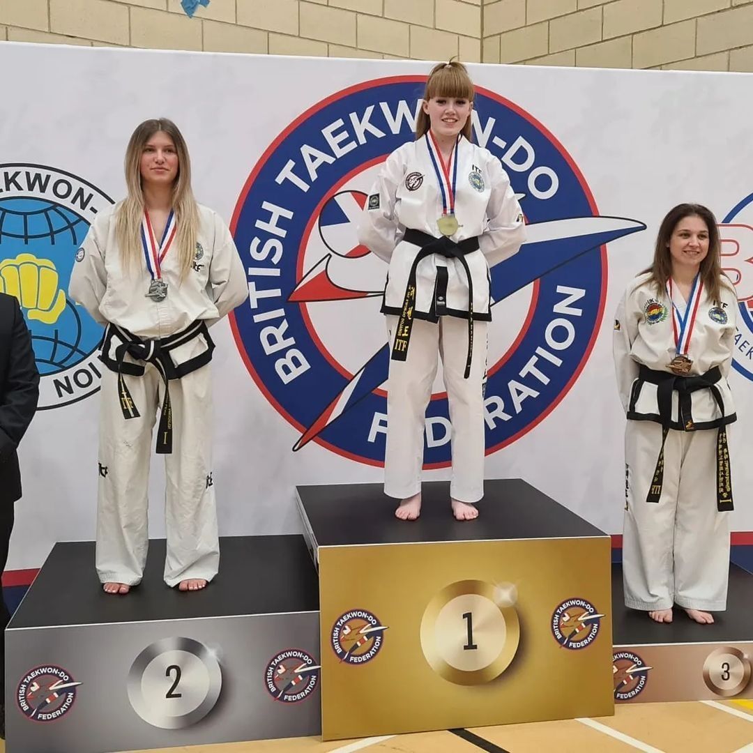 Martial arts student on the podium
