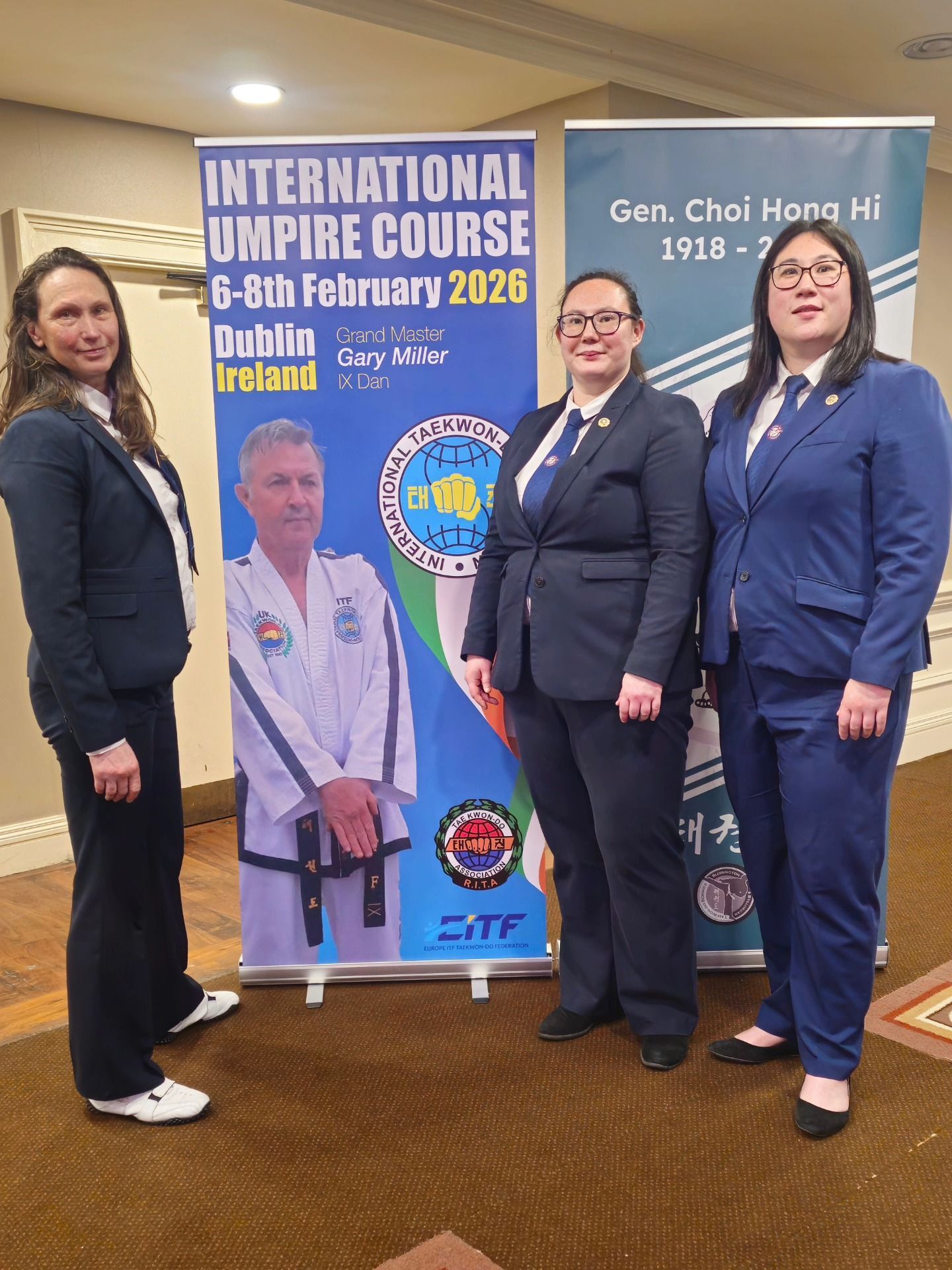 Miss Violetta Harlow, Miss Natalie Williams and Miss Danielle Williams at the ITF Umpires Course in Dublin