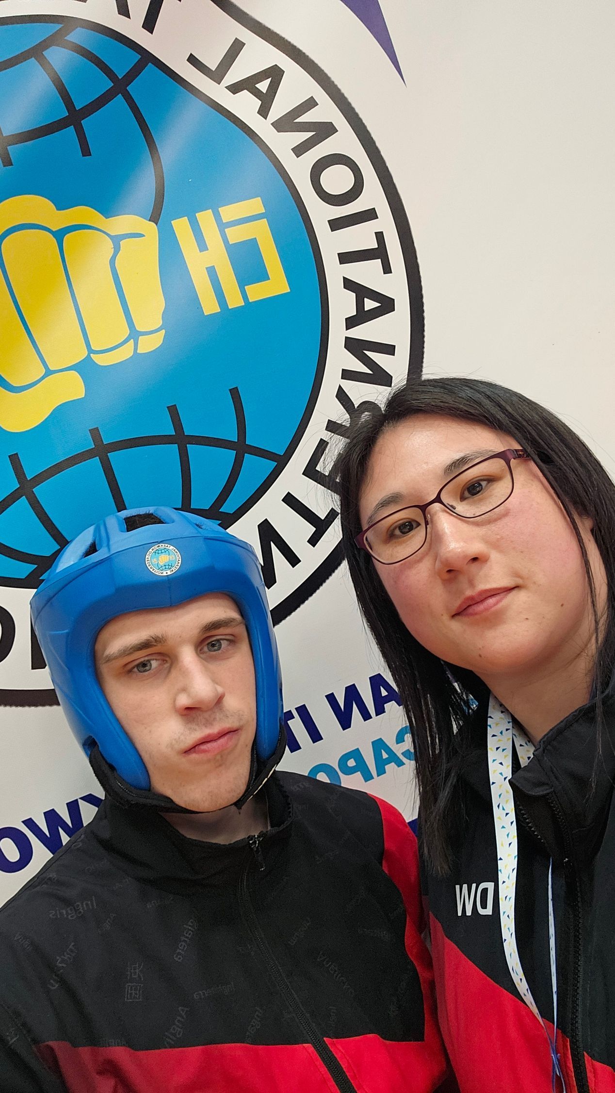 Nuneaton Coach Danielle Williams and Blackbelt George Wright at the 2024 European Championships