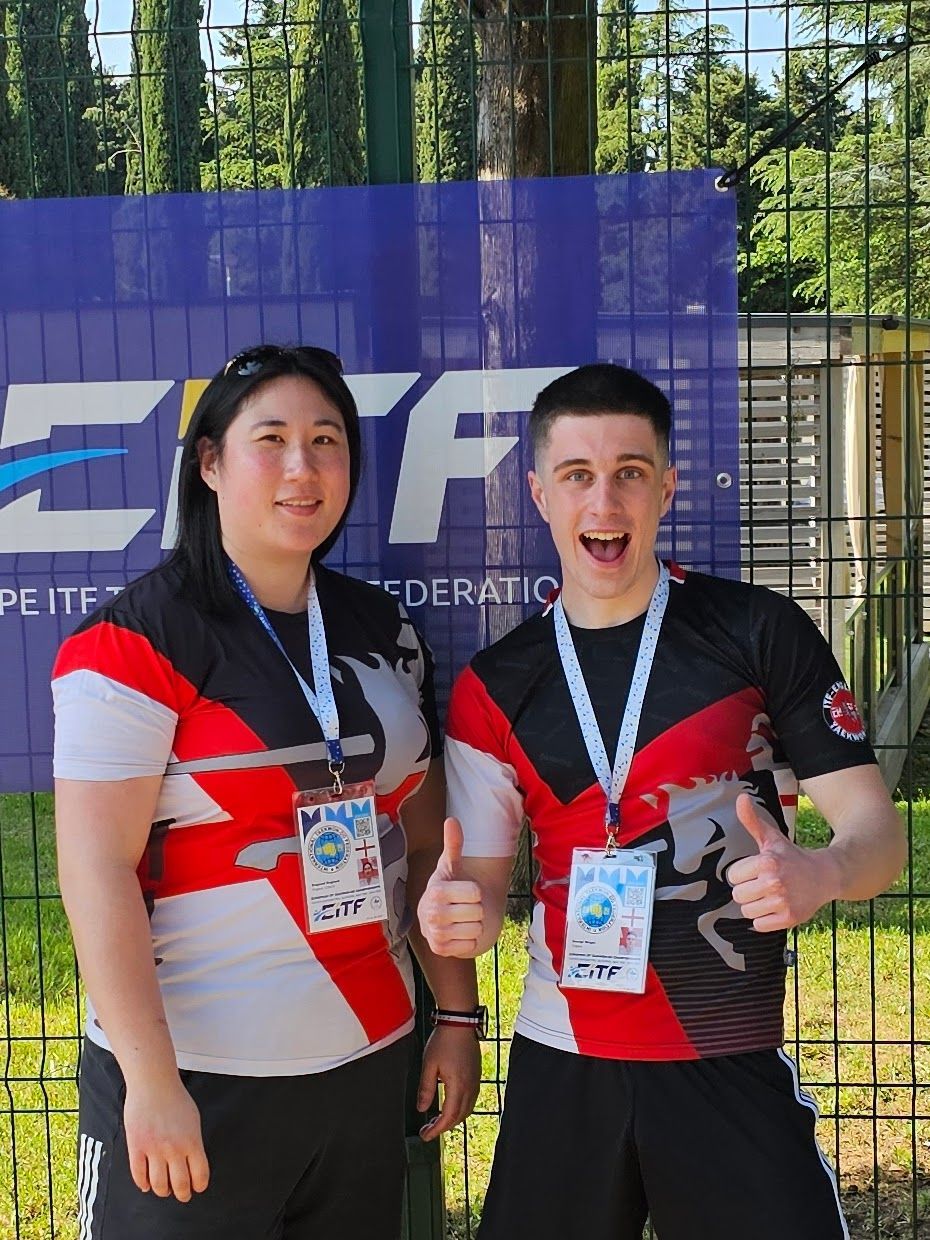 Coach Danielle Williams and George Wright at the 2024 EITF European Championship