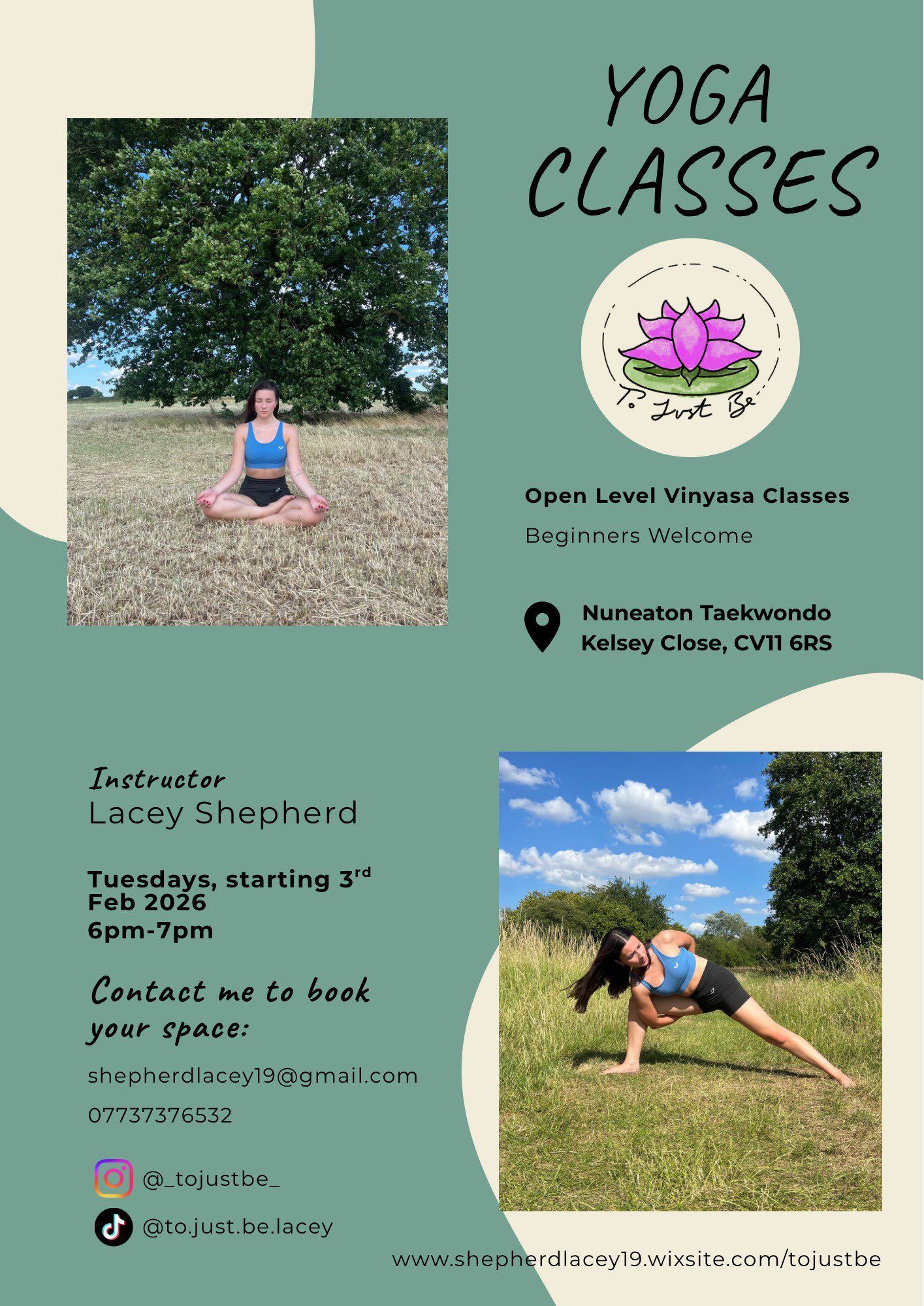 Poster for To Just Be Yoga in Nuneaton Poster for To Just Be Yoga in Nuneaton