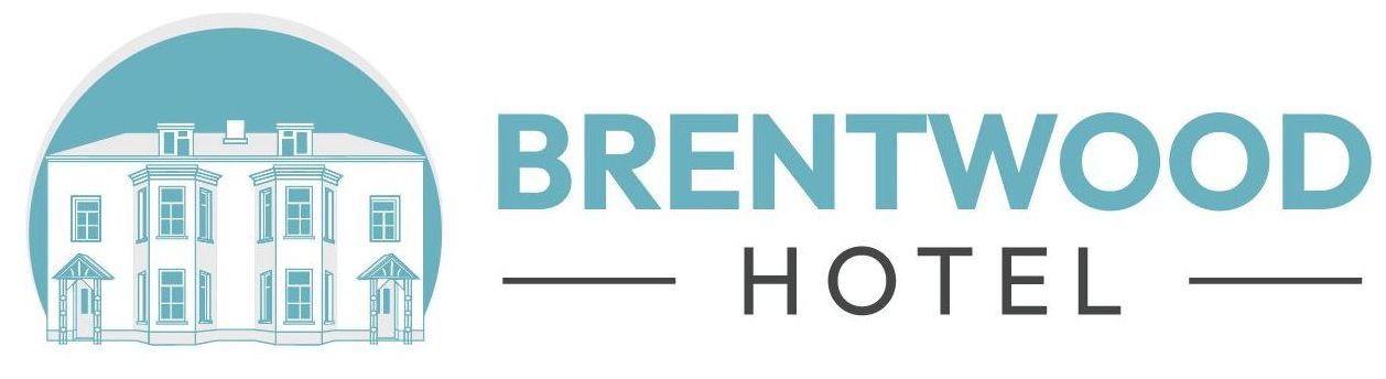 Brentwood Hotel logo with teal building inside teal circle and 