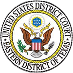Seal of the United States District Court, Eastern District of Texas, with eagle and gold border