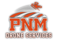 PNM Drone Services logo with orange and gray drone graphic on a white background