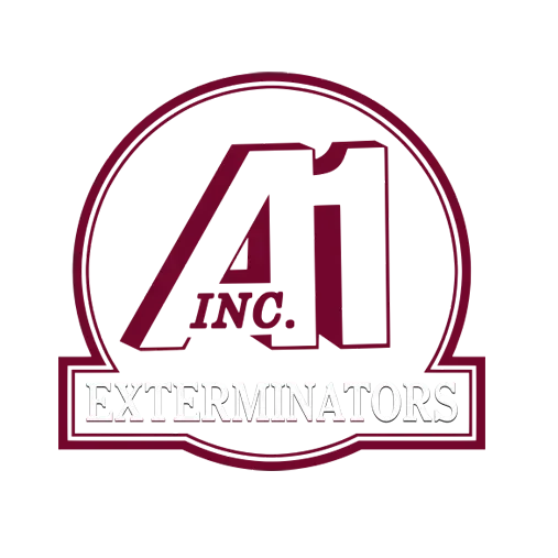 A-1 Inc. Exterminators logo in maroon and white, with a circular border and bold stylized text.