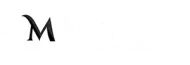 Stylized black letter M on a white background
