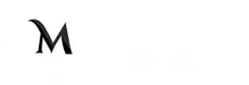 Stylized black letter M on a white background