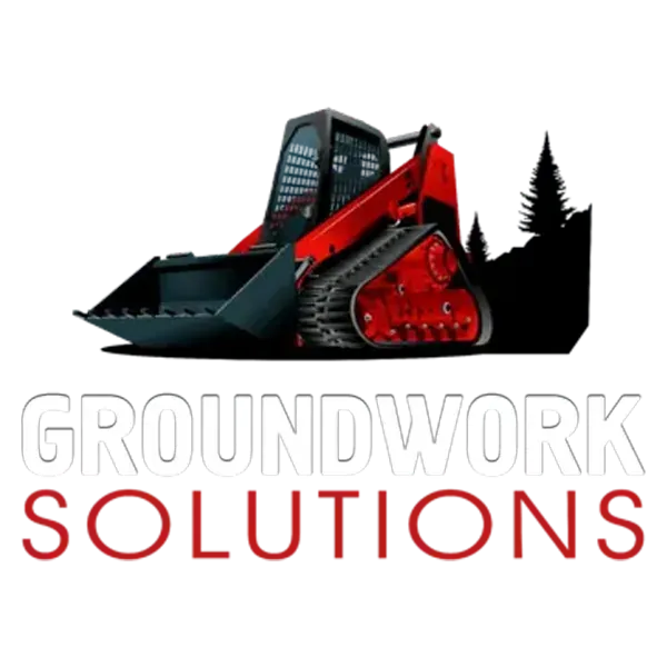 Groundwork Solutions logo with a red-and-black skid steer on white background