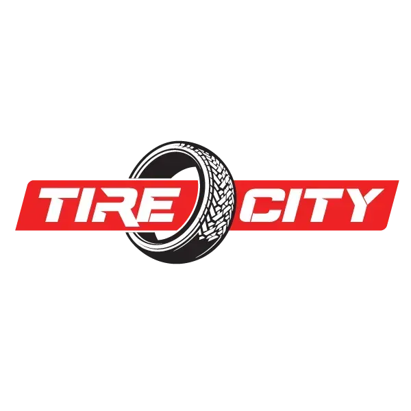 Tire City logo in red and black with a tire graphic between the words