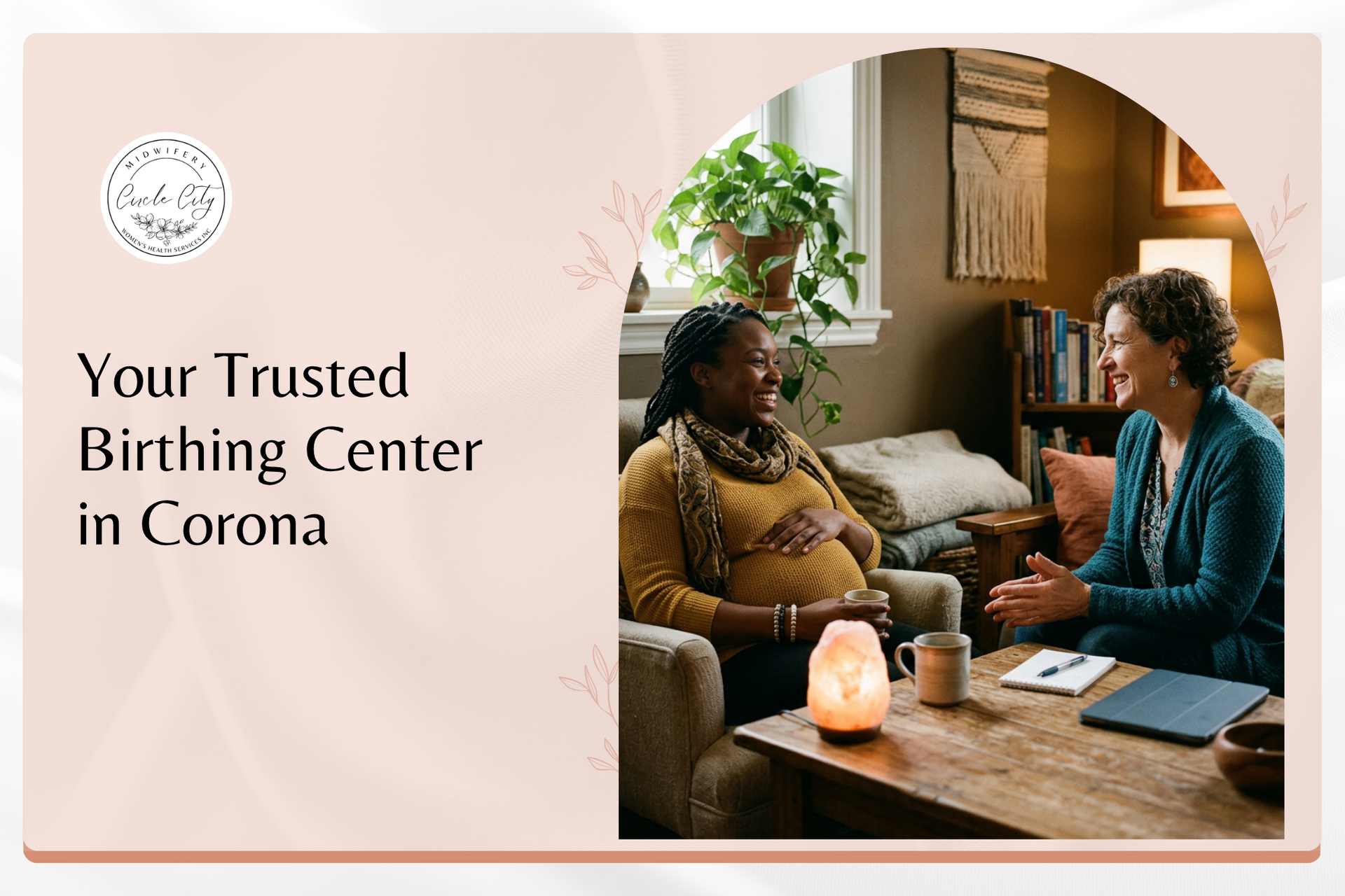 A midwife attentively consults with a pregnant patient at a birth center in Corona, CA.