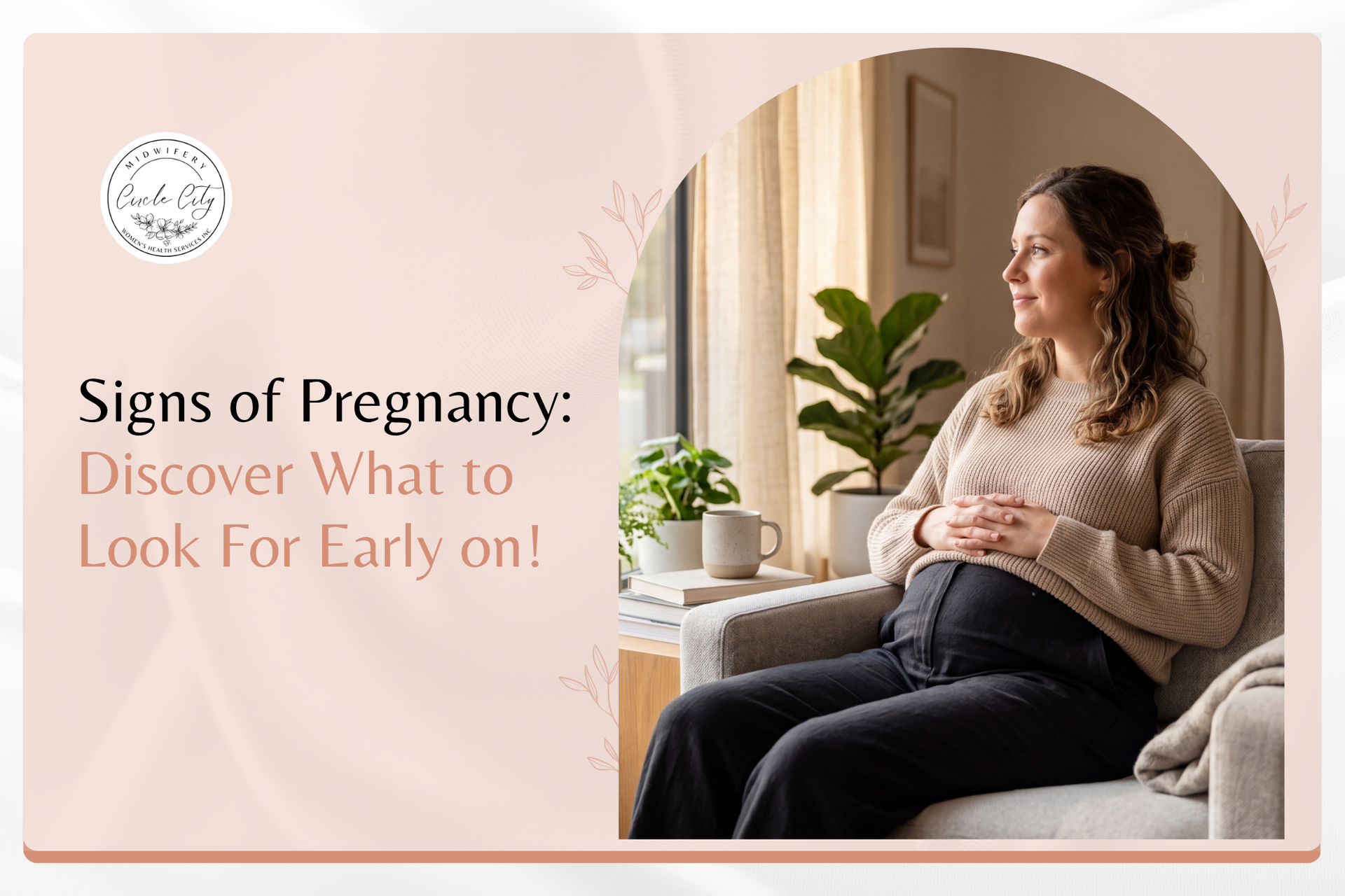 A woman sits by a window, wondering about early pregnancy symptoms